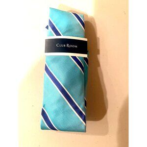 Club Room Mens Stripe Tie Aqua ONE SIZE